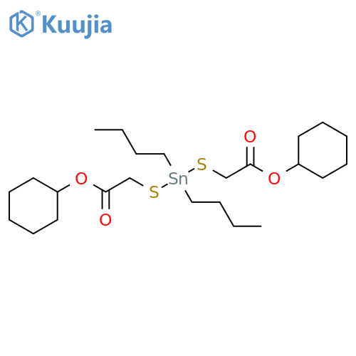 Acetic acid, 2,2'-[(dibutylstannylene)bis(thio)]bis-, dicyclohexyl ester structure