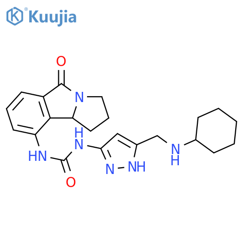 Urea,N-[5-[(cyclohexylamino)methyl]-1H-pyrazol-3-yl]-N'-(2,3,5,9b-tetrahydro-5-oxo-1H-pyrrolo[2,1-a]isoindol-9-yl)- structure