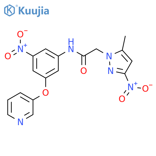 <br>2-(5-Methyl-3-nitro-pyrazol-1-yl)-N-[3-nitro-5-(pyridin-3-yloxy)-phenyl]-ac etamide structure