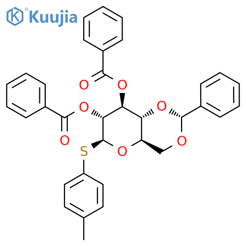 (2R,4AR,6S,7R,8S,8aR)-2-phenyl-6-(p-tolylthio)hexahydropyrano[3,2-d][1,3]dioxine-7,8-diyl dibenzoate structure