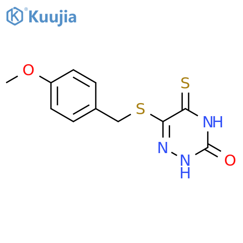 6-[(4-methoxyphenyl)methylsulfanyl]-5-sulfanylidene-2H-1,2,4-triazin-3-one structure