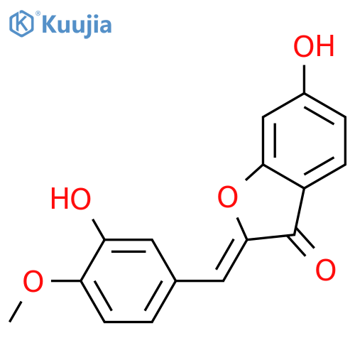 (2z)-6-hydroxy-2-[(3-hydroxy-4-methoxyphenyl)methylidene]-1-benzofuran-3-one structure