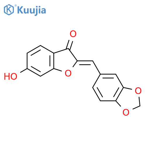 (2Z)-2-(1,3-Benzodioxol-5-ylmethylene)-6-hydroxy-1-benzofuran-3(2H)-one structure