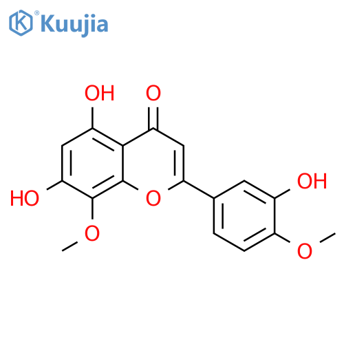 4H-1-Benzopyran-4-one, 5,7-dihydroxy-2-(3-hydroxy-4-methoxyphenyl)-8-methoxy- structure