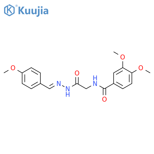 <br>3,4-Dimethoxy-N-(2-(2-(4-methoxybenzylidene)hydrazinyl)-2-oxoethyl)benzamid e structure