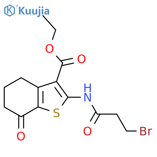 Ethyl 2-[(3-bromopropanoyl)amino]-7-oxo-4,5,6,7-tetrahydro-1-benzothiophene-3-carboxylate structure