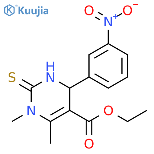 ethyl 1,6-dimethyl-4-(3-nitrophenyl)-2-sulfanylidene-1,2,3,4-tetrahydropyrimidine-5-carboxylate structure