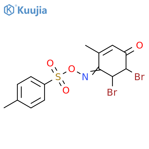 2-Cyclohexene-1,4-dione, 5,6-dibromo-2-methyl-,1-[O-[(4-methylphenyl)sulfonyl]oxime] structure
