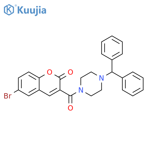 6-bromo-3-4-(diphenylmethyl)piperazine-1-carbonyl-2H-chromen-2-one structure