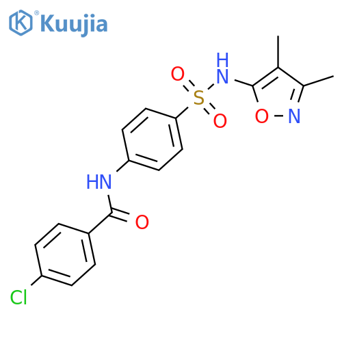 4-chloro-N-(4-{[(3,4-dimethyl-5-isoxazolyl)amino]sulfonyl}phenyl)benzamide structure