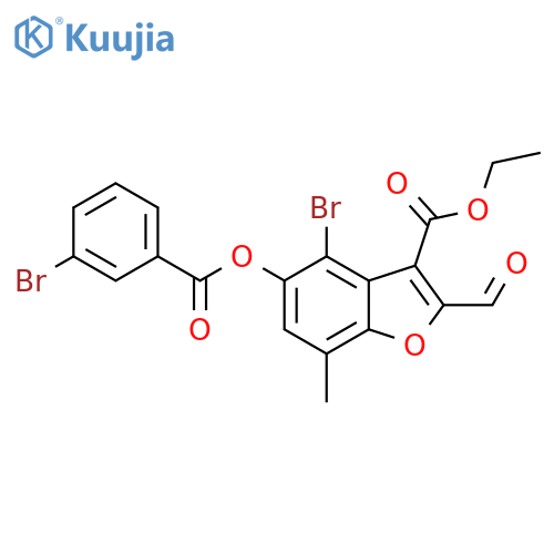 ethyl 4-bromo-5-(3-bromobenzoyloxy)-2-formyl-7-methyl-1-benzofuran-3-carboxylate structure