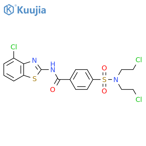4-bis(2-chloroethyl)sulfamoyl-N-(4-chloro-1,3-benzothiazol-2-yl)benzamide structure