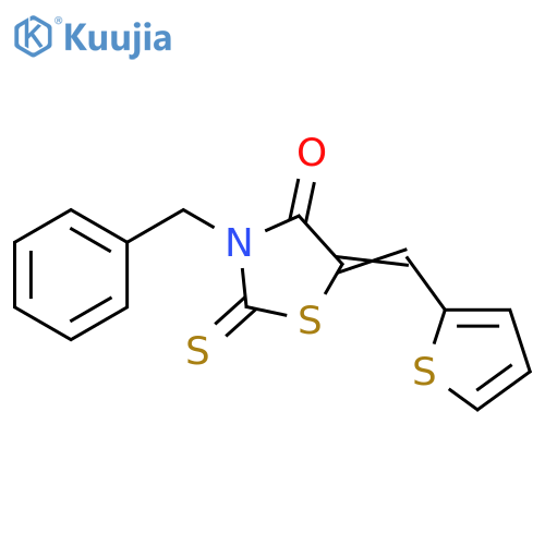 (5E)-3-benzyl-2-sulfanylidene-5-(thiophen-2-yl)methylidene-1,3-thiazolidin-4-one structure