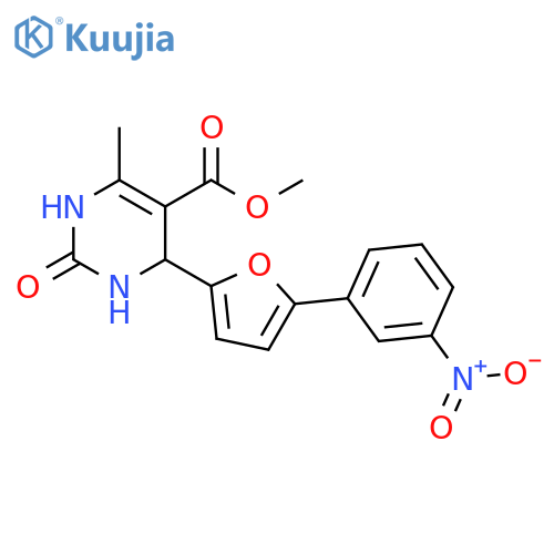 methyl 6-methyl-4-5-(3-nitrophenyl)furan-2-yl-2-oxo-1,2,3,4-tetrahydropyrimidine-5-carboxylate structure