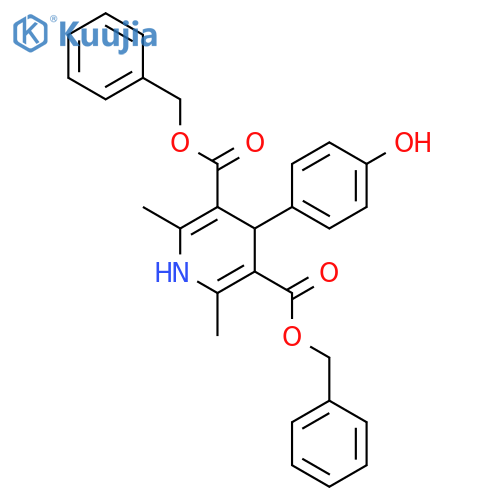 <br>3,5-dibenzyl 4-(4-hydroxyphenyl)-2,6-dimethyl-1,4-dihydropyridine-3,5-dicar boxylate structure
