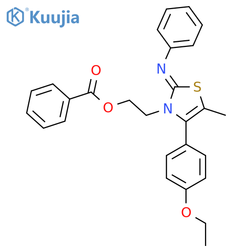 2-(2Z)-4-(4-ethoxyphenyl)-5-methyl-2-(phenylimino)-2,3-dihydro-1,3-thiazol-3-ylethyl benzoate structure