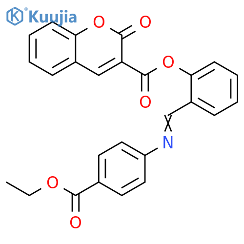 2-(1E)-{4-(ethoxycarbonyl)phenylimino}methylphenyl 2-oxo-2H-chromene-3-carboxylate structure