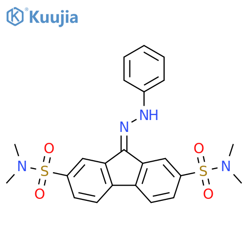 N2,N2,N7,N7-tetramethyl-9-(2-phenylhydrazin-1-ylidene)-9H-fluorene-2,7-disulfonamide structure
