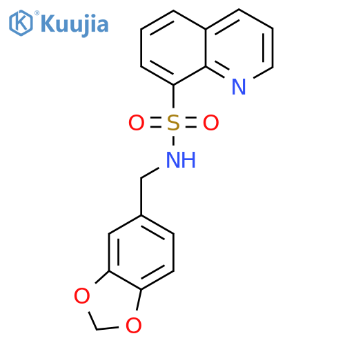 N-(2H-1,3-benzodioxol-5-yl)methylquinoline-8-sulfonamide structure
