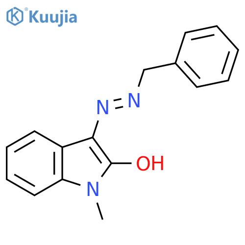 (3E)-3-(2-benzylhydrazin-1-ylidene)-1-methyl-2,3-dihydro-1H-indol-2-one structure