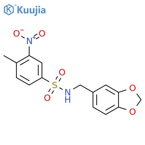 N-(2H-1,3-benzodioxol-5-yl)methyl-4-methyl-3-nitrobenzene-1-sulfonamide structure