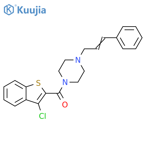 1-(3-chloro-1-benzothiophene-2-carbonyl)-4-(2E)-3-phenylprop-2-en-1-ylpiperazine structure