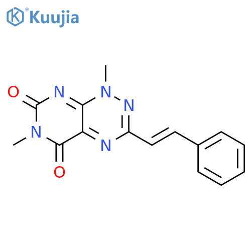 1,6-dimethyl-3-(2-phenylethenyl)pyrimido[5,6-e][1,2,4]triazine-5,7-dione structure