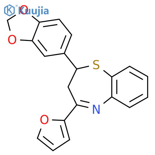 2-(2H-1,3-benzodioxol-5-yl)-4-(furan-2-yl)-2,3-dihydro-1,5-benzothiazepine structure