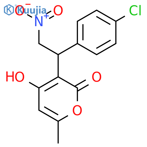 3-[1-(4-chlorophenyl)-2-nitroethyl]-4-hydroxy-6-methyl-2H-pyran-2-one structure