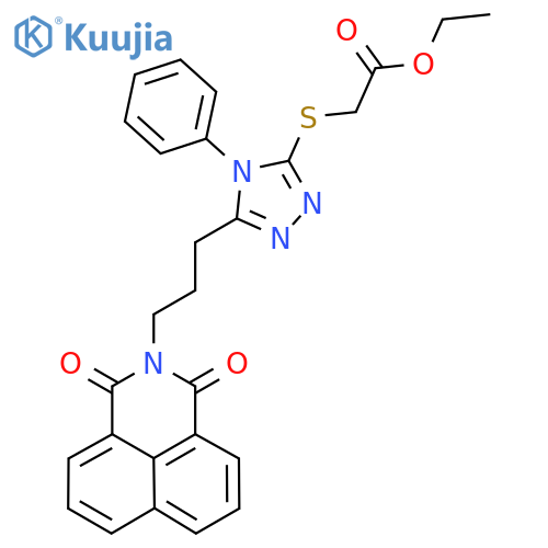 ethyl 2-{5-(3-{2,4-dioxo-3-azatricyclo7.3.1.0^{5,13}trideca-1(12),5,7,9(13),10-pentaen-3-yl}propyl)-4-phenyl-4H-1,2,4-triazol-3-ylsulfanyl}acetate structure