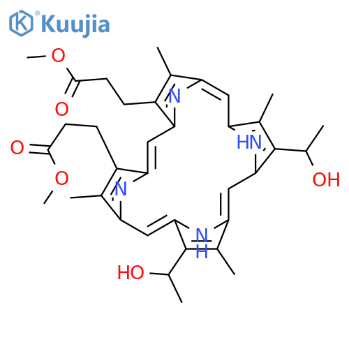 21H,23H-Porphine-2,18-dipropanoic acid, 7,12-bis(1-hydroxyethyl)-3,8,13,17-tetramethyl-, dimethyl ester (VAN) structure