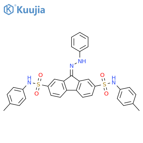 N2,N7-bis(4-methylphenyl)-9-(2-phenylhydrazin-1-ylidene)-9H-fluorene-2,7-disulfonamide structure