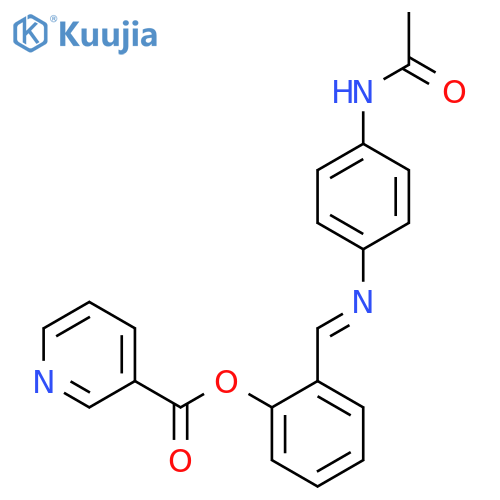 2-(1E)-(4-acetamidophenyl)iminomethylphenyl pyridine-3-carboxylate structure