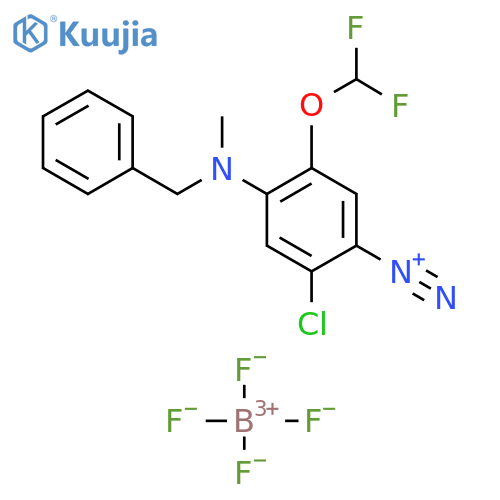 Benzenediazonium,2-chloro-5-(difluoromethoxy)-4-[methyl(phenylmethyl)amino]-,tetrafluoroborate(1-) structure