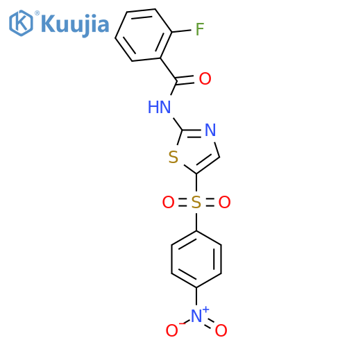 2-fluoro-N-[5-(4-nitrobenzenesulfonyl)-1,3-thiazol-2-yl]benzamide structure