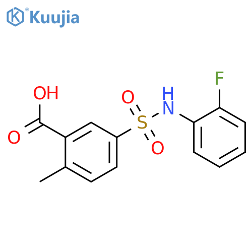 5-(2-Fluoro-phenylsulfamoyl)-2-methyl-benzoic acid structure