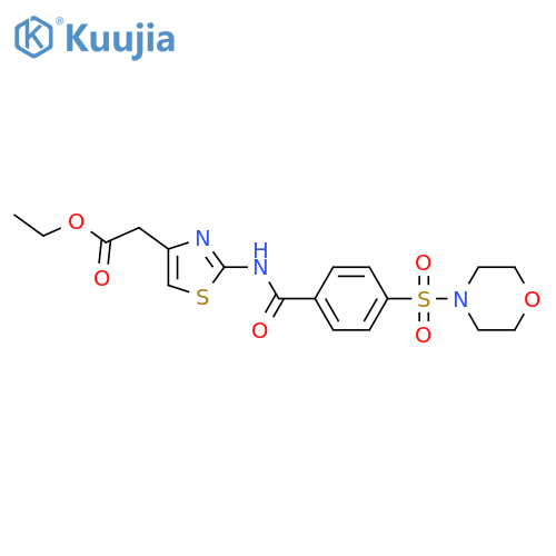 ethyl 2-{2-4-(morpholine-4-sulfonyl)benzamido-1,3-thiazol-4-yl}acetate structure