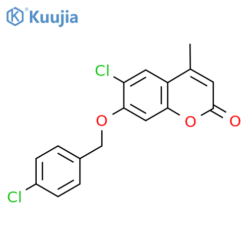 6-chloro-7-(4-chlorophenyl)methoxy-4-methyl-2H-chromen-2-one structure