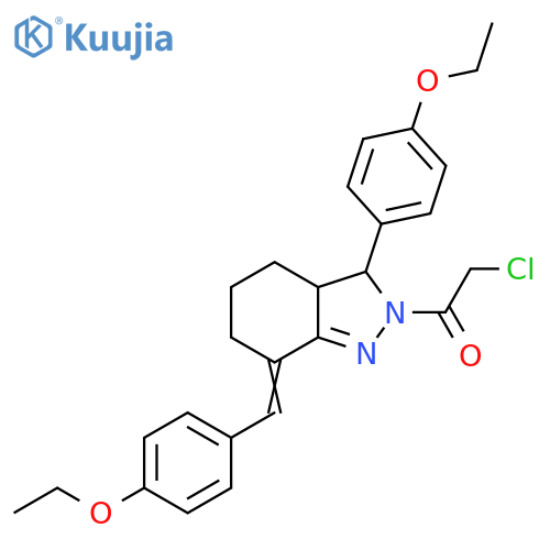 2-Chloro-1-[3-(4-ethoxyphenyl)-7-[(4-ethoxyphenyl)methylene]-3,3a,4,5,6,7-hexahydro-2H-indazol-2-yl]ethanone structure