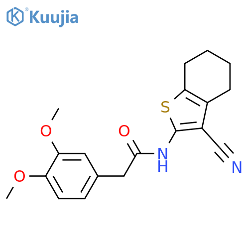 <br>N-(3-Cyano-4,5,6,7-tetrahydro-benzo[b]thiophen-2-yl)-2-(3,4-dimethoxy-pheny l)-acetamide structure