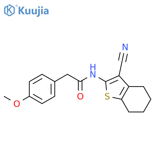 <br>N-(3-Cyano-4,5,6,7-tetrahydro-benzo[b]thiophen-2-yl)-2-(4-methoxy-phenyl)-a cetamide structure