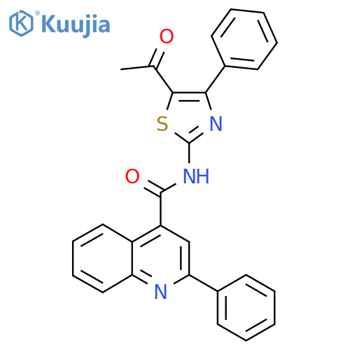 N-(5-acetyl-4-phenyl-1,3-thiazol-2-yl)-2-phenylquinoline-4-carboxamide structure