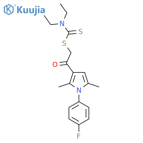 2-[(diethylcarbamothioyl)sulfanyl]-1-[1-(4-fluorophenyl)-2,5-dimethyl-1H-pyrrol-3-yl]ethan-1-one structure