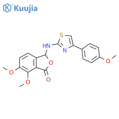 6,7-dimethoxy-3-[[4-(4-methoxyphenyl)-1,3-thiazol-2-yl]amino]-3H-2-benzofuran-1-one structure