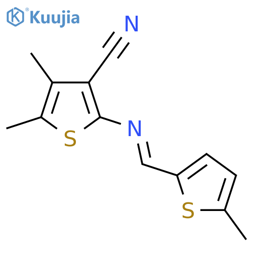 4,5-dimethyl-2-(E)-(5-methylthiophen-2-yl)methylideneaminothiophene-3-carbonitrile structure
