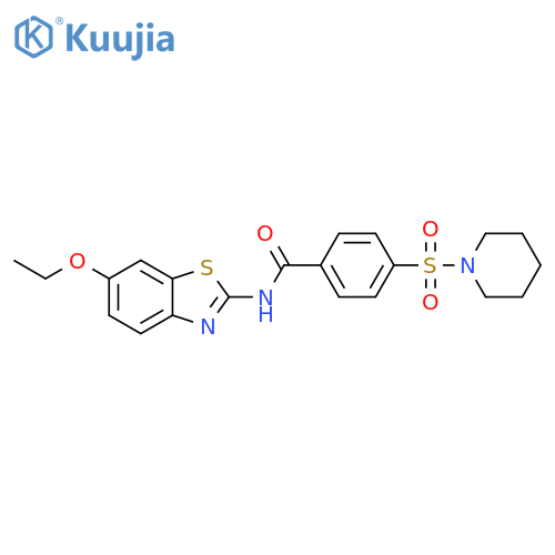 N-(6-ethoxy-1,3-benzothiazol-2-yl)-4-(piperidine-1-sulfonyl)benzamide structure