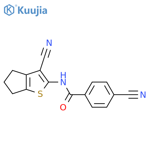 4-cyano-N-{3-cyano-4H,5H,6H-cyclopentabthiophen-2-yl}benzamide structure
