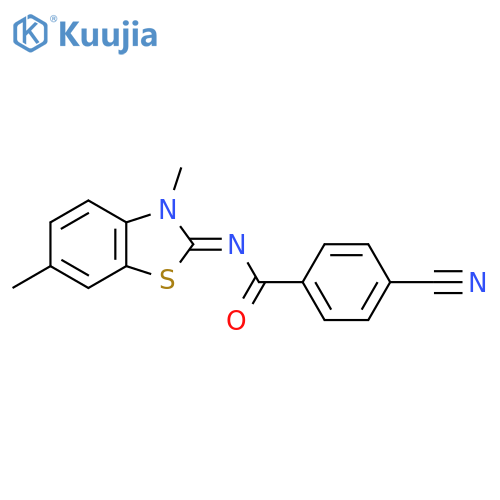 4-cyano-N-(2E)-3,6-dimethyl-2,3-dihydro-1,3-benzothiazol-2-ylidenebenzamide structure
