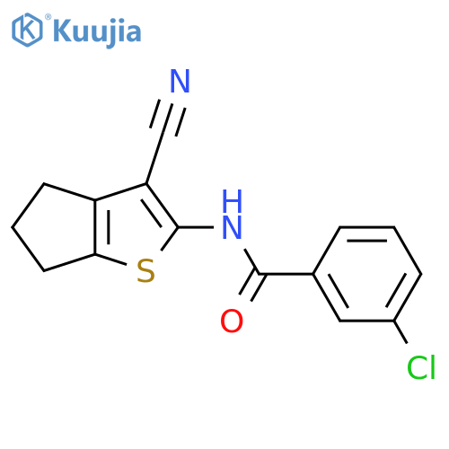 3-chloro-N-{3-cyano-4H,5H,6H-cyclopentabthiophen-2-yl}benzamide structure