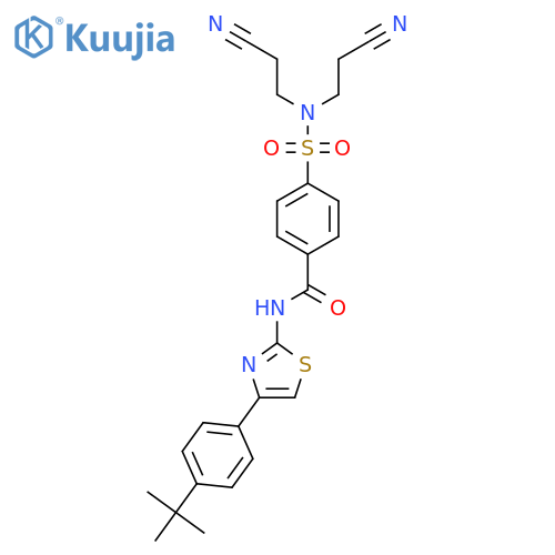 4-[bis(2-cyanoethyl)sulfamoyl]-N-[4-(4-tert-butylphenyl)-1,3-thiazol-2-yl]benzamide structure